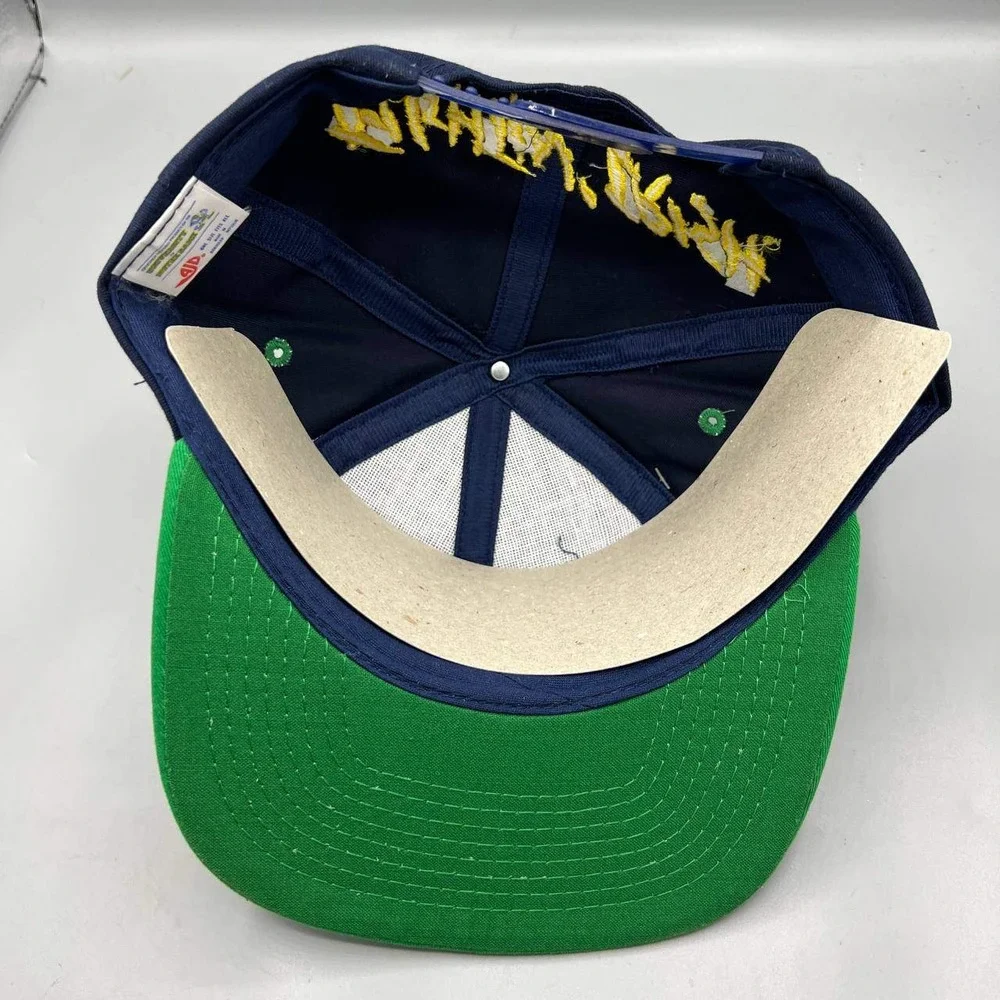 Vintage Notre‎ Dame Fighting Irish Hat Men Blue Green AJD Snap Back Cap New
